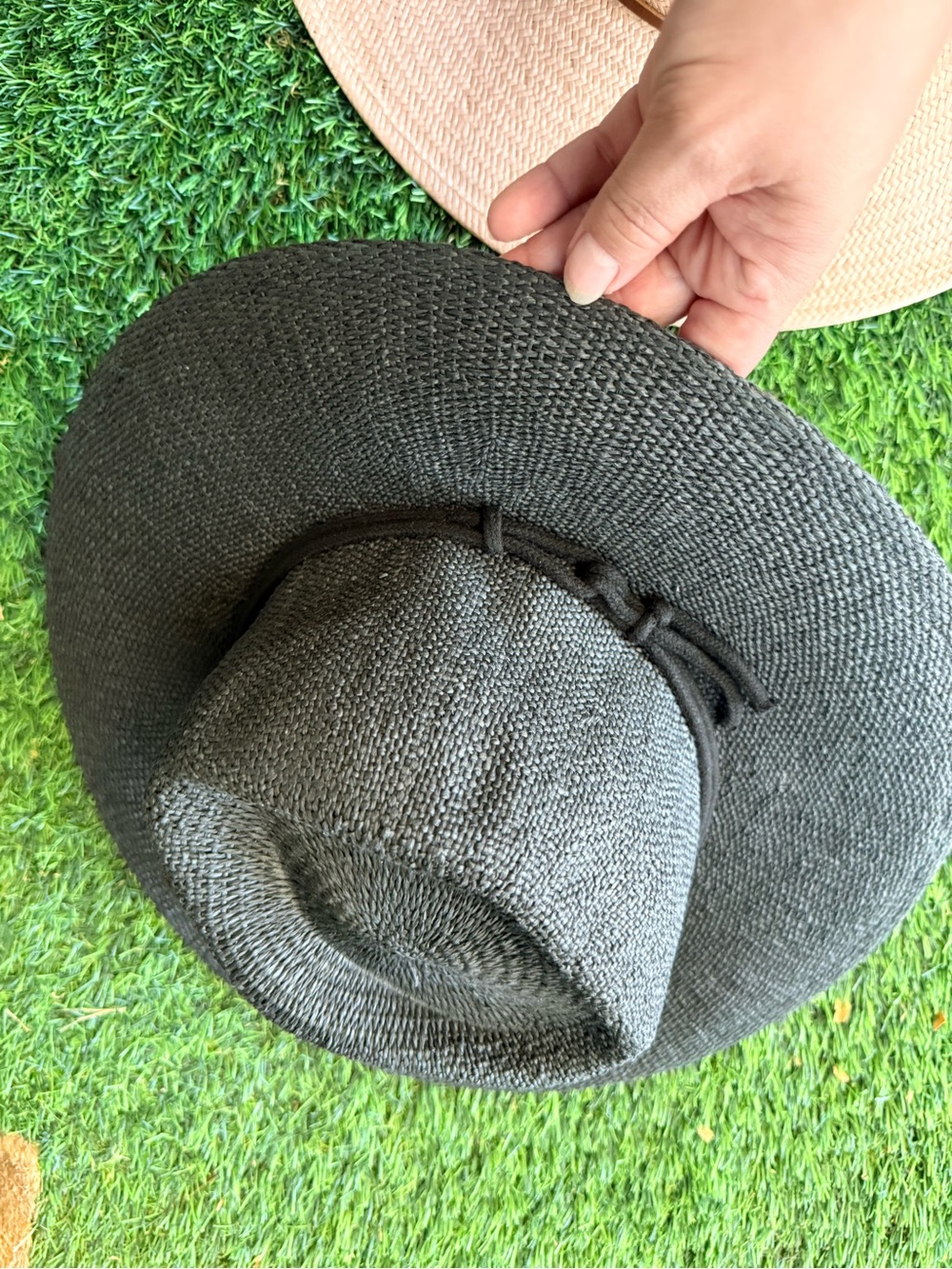 Straw Fedora Hat - Natural and Black - Unbranded Women’s Sun Hat Set - Picture 2 of 10
